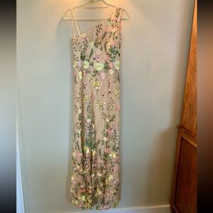 Mac Duggal Floral Embroidered One-Shoulder Maxi Dress